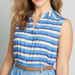 Pretty Vacant Over The Bounding Waves Button-Up Top